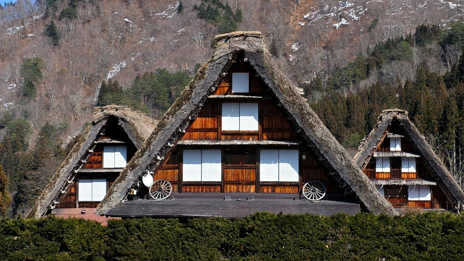 Traditional gassho-zukuri farmhouses in the Shirakawa-go valley