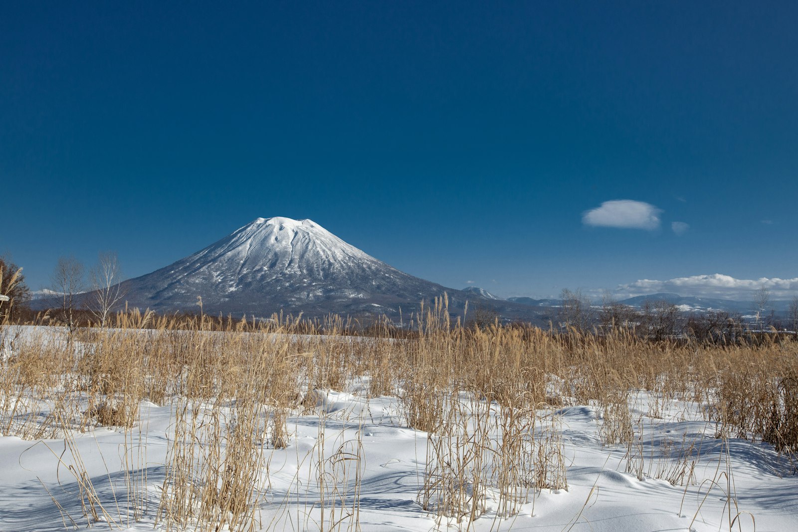 A snow-covered mountain landscape in Hokkaido